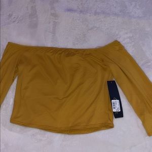 yellow off the shoulder top